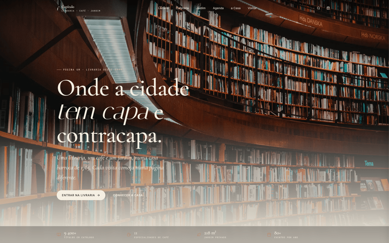 1º Capítulo, Bookshop, cafe and garden · concept