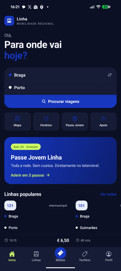 Linha, mobile app
