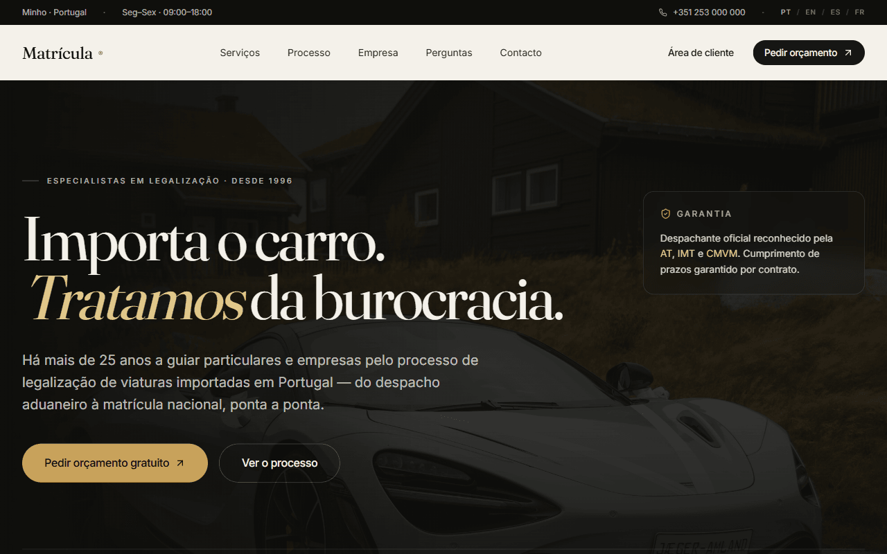 Matrícula, Vehicle import agency · concept